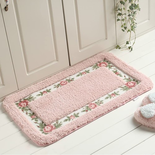 Pretty Floral Rural Style Romantic Rose Flower Rug Shaggy Area Rugs Soft