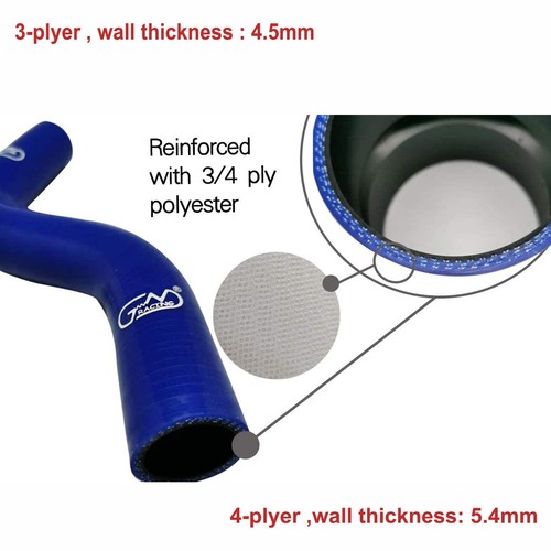 Fit Porsche 944 2.5L Turbo 220/250PS Silicone Intercooler Hoses Kit Black 4-ply - Picture 7 of 8