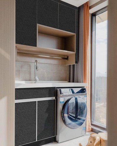 Modern Black Peel and Stick Wallpaper - 15.7" x 118" for Effortless Home Styling - Picture 9 of 10