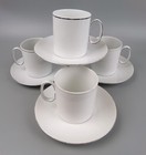 Thomas Medaillon Platinum Cups Mugs x 4. White w/silver band. Large 250ml 8.2cm
