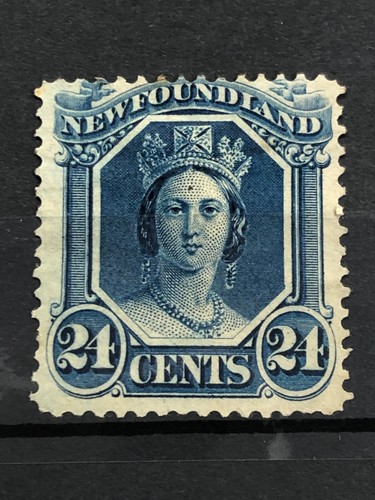 NEWFOUNDLAND 31 1865 24c BLUE QUEEN VICTORIA / MH / J62 - Picture 1 of 1