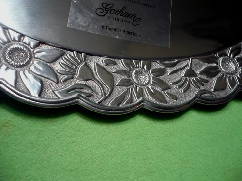 NEW Gorham bread serving tray 1831 Metalware 14.5 " SUNFLOWER in original box - Picture 8 of 9