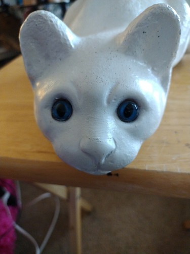 Vintage Large 18" White Ceramic Persian Cat Statue Regal Beauty Vet Clinic Icon  - Picture 11 of 12