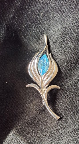 Vintage BROSCHE schöner Faux Topax Blume/Stiel Jugendstil silberfarben - Bild 7 von 11