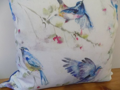 Voyage 'Maison' Blue Birds Cushion Cover Nature Spring Cotton Fabric 16" 18" Zip - Picture 5 of 6