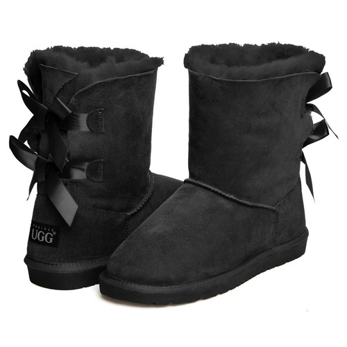 Ugg Real Aus 100% Australian Sheepskin Wool Women Short Bailey Bow Boots - Picture 22 of 27