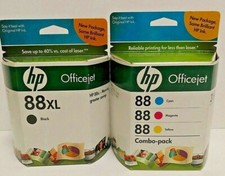 HP Original Genuine Ink 88XL Black 88 Combo Cyan Magenta Yellow Expired