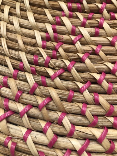 Woven Rattan Decorative Bowl Basket Spiral 18” Yellow/Pink/Orange/Mustard - Picture 7 of 8