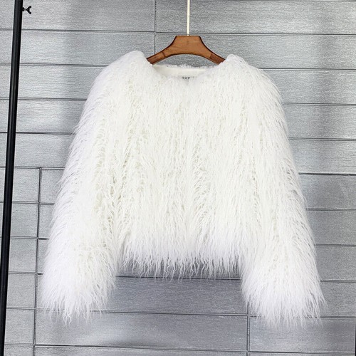 Girl Shaggy Faux Fur Coat Winter Warm Jacket Fluffy Cardigan Outwear Overcoat UK - Picture 17 of 34
