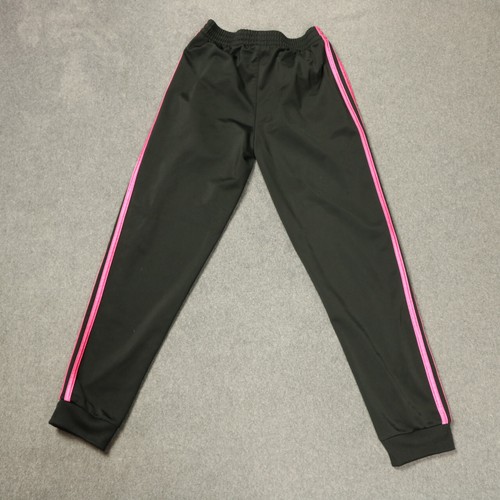 Adidas Joggers Track Pants Athletic Pockets Black w/Hot Pink Stripes Youth L 14 - Picture 6 of 16
