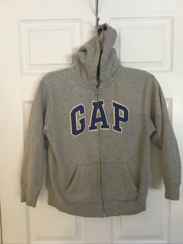 GapKids Zippered Hoodie Boys with Logo Large -10 Gray - Picture 1 of 3