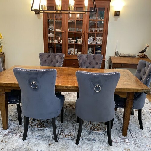 Set of 2 Elegant Tufted Velvet Fabric Upholstered Modern Dining Chairs Nail Trim - Picture 12 of 33