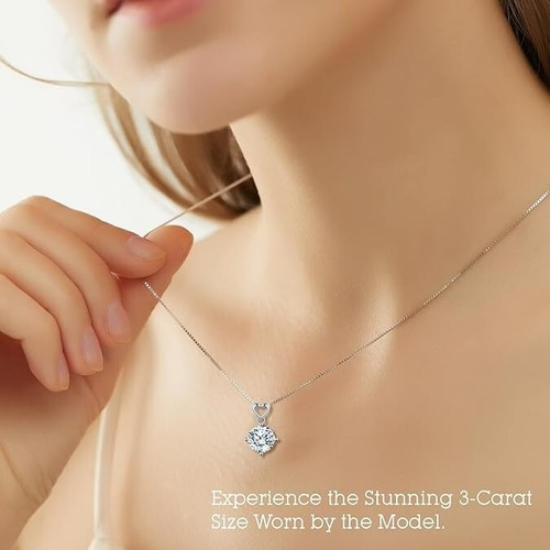 Herz Anhänger Halskette Geschenke für Frau, 3 Karat Moissanit Damen Anhänger Hals - Bild 5 von 6