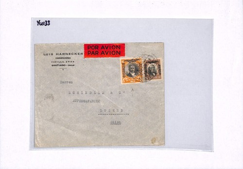 CHILE Air Mail Cover 1929 Santiago *TEN PESOS* 10p High Value SWITZERLAND YU133 - Picture 7 of 8