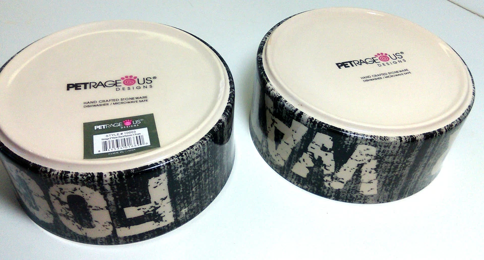 Juego de 2 cuencos de agua para alimentos petrageos 6" gres perro gato 3,5 tazas Foto 4 de 4