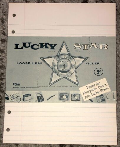 Papel Hoja Suelta Vintage en Pack 18 Hojas Original Lucky Star Años 60 Antiguo Stock
