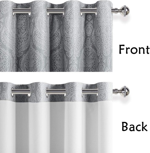 Elegant Ombre Blackout Curtains - Damask Pattern, Thermal Insulated Set of 2 - Picture 6 of 10