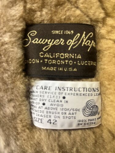 VTG SHEARLING JACKET Sz 42 Sawyer of Napa.Norm Thompson Marlboro Sheepskin USA - Picture 4 of 16