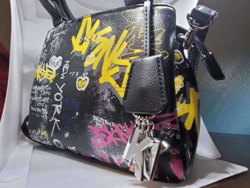 DKNY Paige Small Satchel Crossbody Handbag Graffiti New - Picture 7 of 12