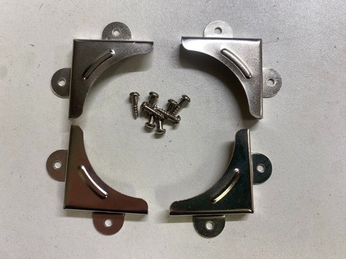 Mirror Picture Corners Clamps Clips Mounting Brackets Nickel Silver Chrome 4pcs - Picture 20 of 24