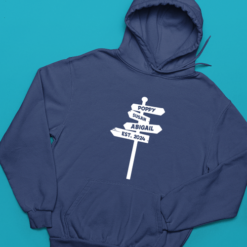 Personalised Custom Your Name Hoodie Pole Est Date Couple Friends Family Gifts - Picture 16 of 24