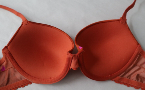 Auden Damen BH 34A Rückenverschluss verstellbare Träger Blumen Spitze orange - Bild 11 von 11