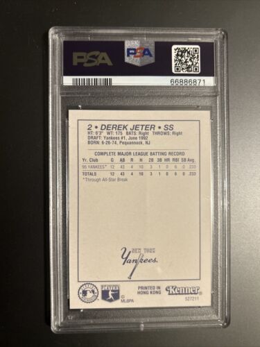 1996 Kenner Starting Lineup Derek Jeter. New York Yankees PSA 9 MINT - Picture 2 of 2