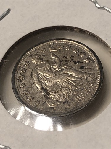Media moneda de diez centavos Seated Liberty 1855 elección de plata XF/AU - Imagen 4 de 6