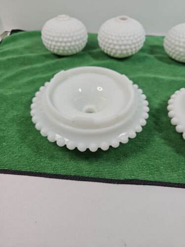 Vintage White Hobnail Milk Glass Lamp Parts 3 Body Globes and 2 Bases - Picture 14 of 16