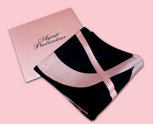 AGENT PROVOCATEUR SIGNATURE BLACK PINK SILK SCARF BNWT - Picture 2 of 2