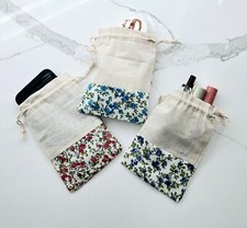 Cotton Drawstring Bags Flower Print Gift Bag Candy Wedding Favor 5.5x3.5" 24 pcs