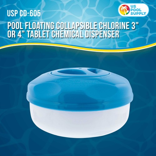 Floating 3" & 4" Tablet Pool Chemical 8" Dispenser with Collapsible Tank - Picture 2 of 5
