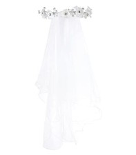 Flower Crown Girls First Communion White Floral Wreath Lace Veil White Flower...