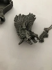 VTG Torino Pewter Brooch Pin Necklace Earrings Jewelry Box Set Trinket Eagle
