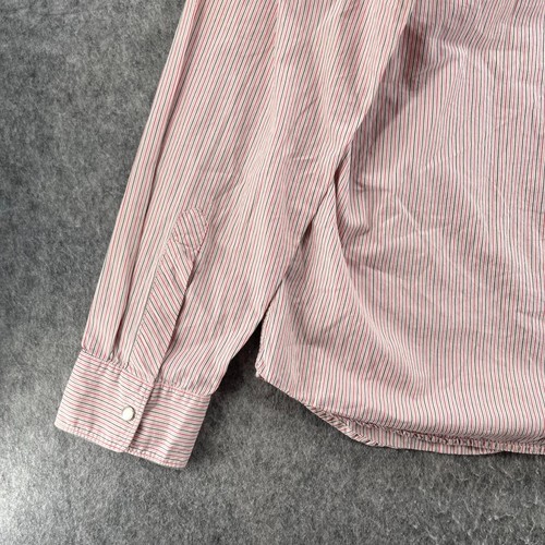 Armani Exchange Pink Striped Long Sleeve Western Pearl Snap - Picture 11 of 13