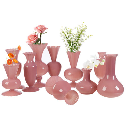 Set of 10 Small?Glass Vases for Flowers , Decorative?Glass?Vase?Set Weddings USA - Picture 2 of 15