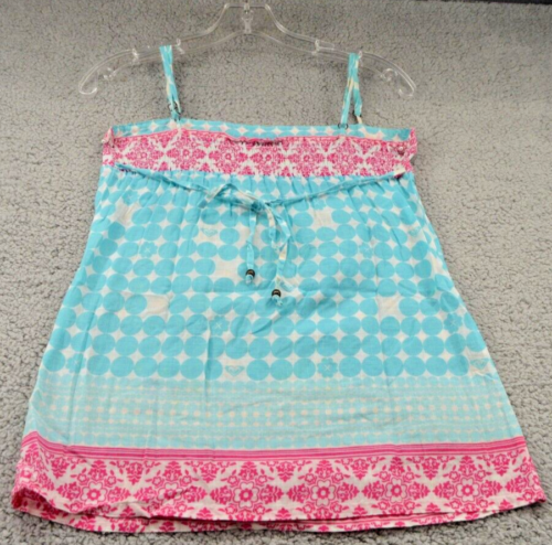 ROXY Womens Spaghetti Adjustable Strap Sleeveless Top Logo Blue Red Size Small - Picture 2 of 5