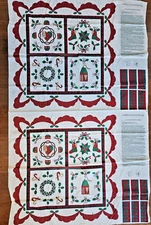 Vintage Wamsutta Christmas Sampler 2 Fabric Panels 2 YD total