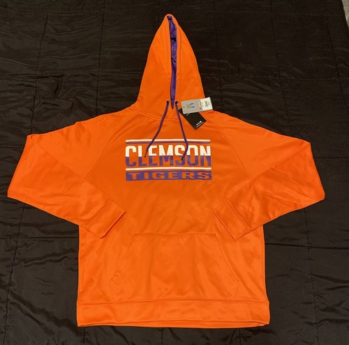 New Men's Large NCAA Clemson Tigers University Colosseum Pullover Graphic Hoodie