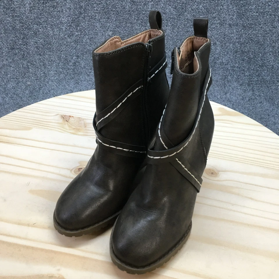 Diba Boots Womens 6 M Alberta Wedge Booties Brown Faux Leather Side Zip Casual - Image 3 of 4