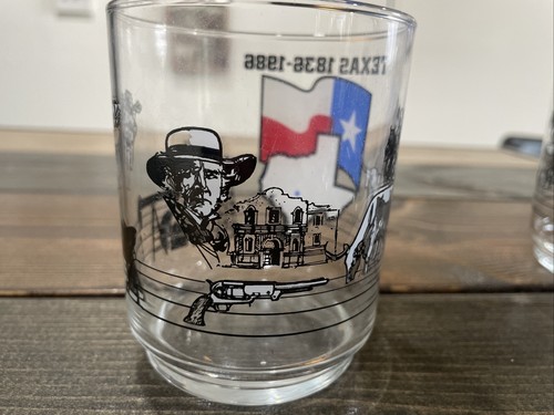 (2) Texas Sesquicentennial 1836-1986 Cocktail Glass (Alamo, NASA, Sam Houston) - Picture 4 of 8
