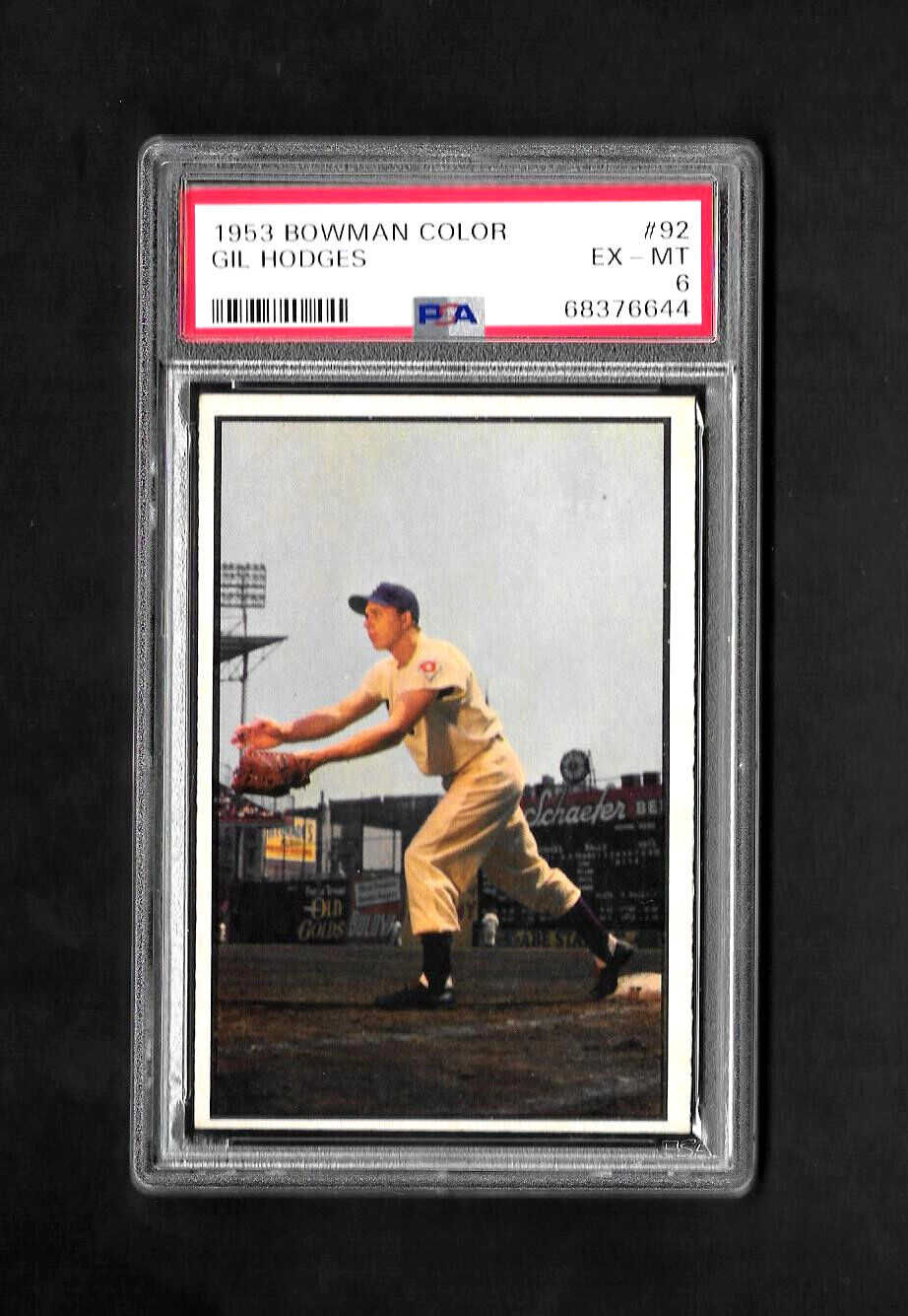 1953 BOWMAN COLOR #92 GIL HODGES - PSA 6 - DODGERS - HOF