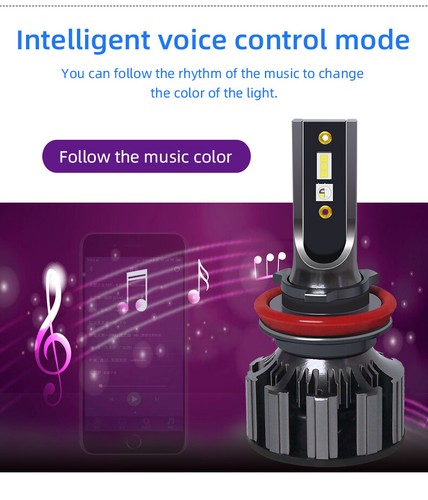 RGB LED Headlight Bulb Conversion Light kit APP Bluetooth Control H1 H4 H7 H11 - Bild 49 von 110