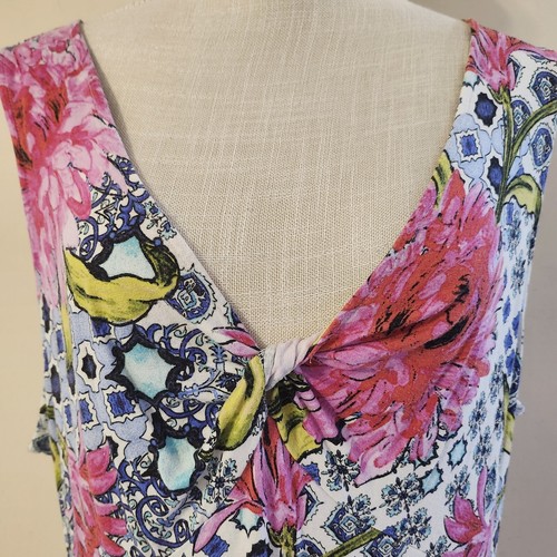 RONNIE NICOLE sz XXL FLIRTY FEMININE FLORAL VNECK SURPLICE SUPER SOFT TANK DRESS - Picture 6 of 18