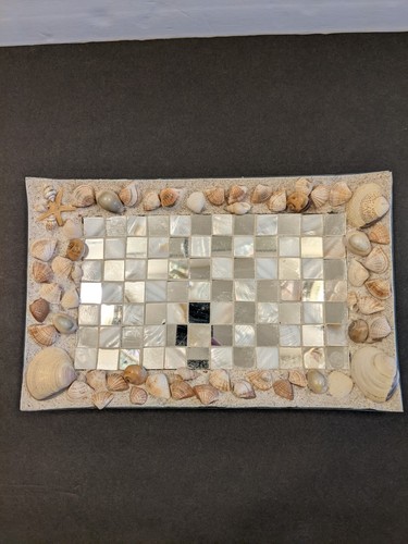 Mosaic Ocean Seashells Glass Vanity 10" Tray
