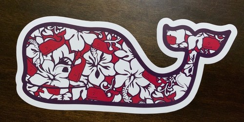NEW Vineyard Vine Medium Hibiscus Whale Sticker Decal - 第 1/2 張圖片