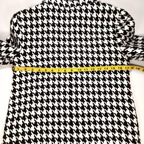 Alice + Olivia Wool Blend Pea Coat Black White Houndstooth Double Collar XS GUC! - Picture 12 of 14