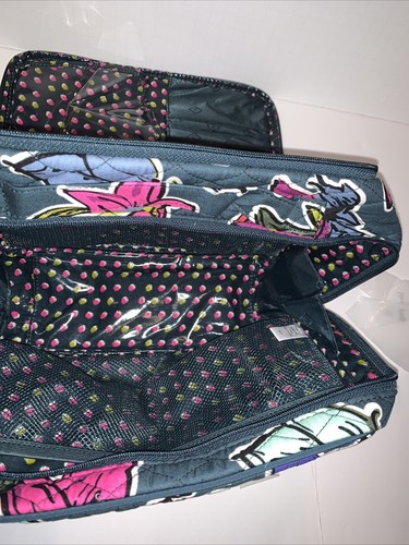 VERA BRADLEY Large BLUSH and BRUSH MAKEUP CASE Bag Falling Flowers Pattern NEW - Picture 5 of 6