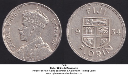Fiji 1934 One Florin 2/- George V - Extra Fine - Imagen 3 de 3