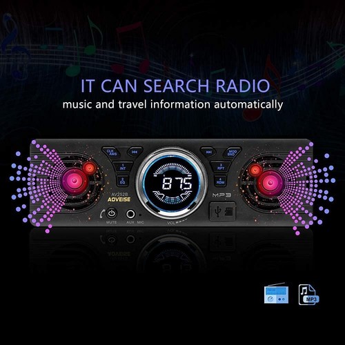 1 Din 12V Car Stereo Radio Built-in Bluetooth Speakers MP3 Player USB AUX SD FM - Picture 5 of 11